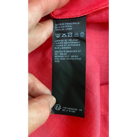 Burton of London Women's 38 EU 6 US Pink Lace Up 100% Linen Shift Dress - Picture 5 of 6